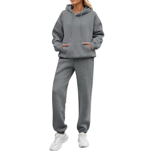 Conjunto de Sudadera y Falda con Lavado Lounge, Chandal Tallas Grandes Mujer Baratos Ropa Deportiva Conjuntos Padel de Casa Gym Sexy Pantalón Chándal Gris 3XL