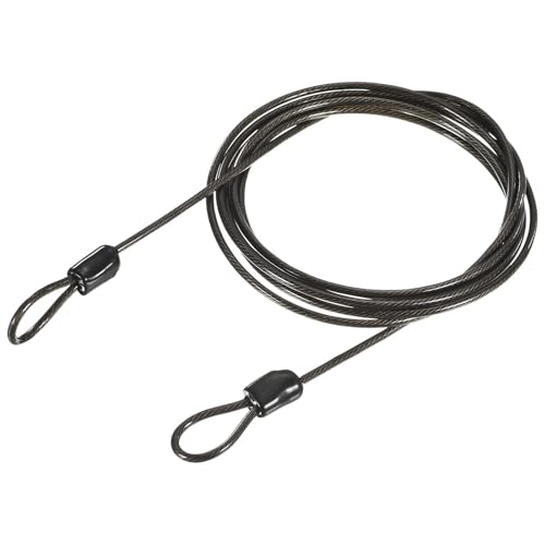 TA-VIGOR 1Pcs Security Steel Cable, 2.5mm x 2m / 6.56ft Coated Safety Wire Rope with Double Loop, Flexible Security Cable Lock for Bike, Luggage, Travel and Outdoor Use, Black