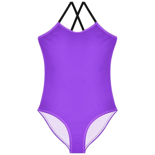 Pigsaly Girls One Piece Swimsuits Violet Kids Cross Back Swimwear Toddler Beach Sport Bathing Suit 3T
