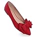TN TANGNEST Women Fashion Bowknot Flats Comfort Pointed Toe Dress Shoes Red 41(9)