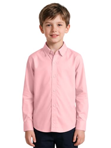 Image of DHTS Boys' Dress Shirts Toddle Boy Long Sleeve Uniform Shirt for Kids