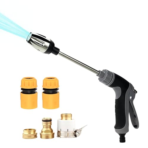 KLINNA 2026 Power Jet Kit de tuyau d'arrosage haute pression avec adaptateur en laiton, pistolet à pression d'eau, 3 modes de pulvérisation réglables pour le...