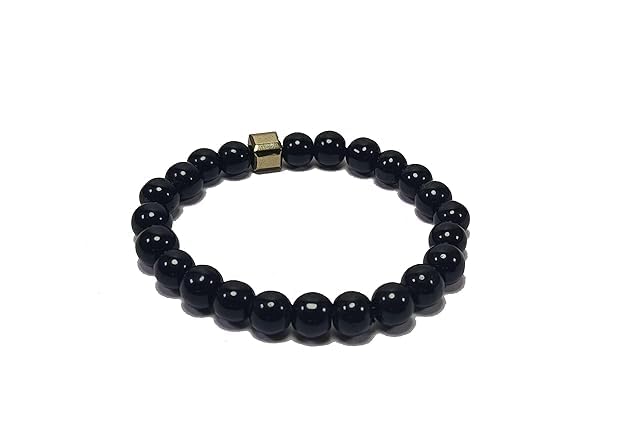Black Obsidian Pyrite cube block Bracelet Crystal Stone Essential Bracelet Round Shape for Healing and Crystal (B0CSG6BTVN) Amazon Price History, Amazon Price Tracker