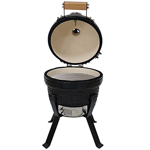 KAMADO BONO Ceramic BBQ Grill, 13" Picnic I Mini Kamado BBQ Charcoal Grill, Egg bbq, Kamado Barbecue Grill I Portable Oven and Smoker with Stand