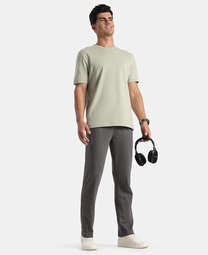 Image of Jockey AM49 Men Super Combed Cotton Rich Straight Fit Trackpants with Side and Zipper Media Pockets