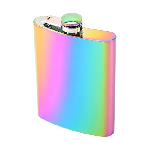 ANCLLO Petaca de 8 oz para Mujeres y Hombres – Frascos de Bolsillo arcoíris con Caja de Embudo, Bote portátil a Prueba de Fugas para Bodas al Aire Libre, Bar, Escalada y Camping