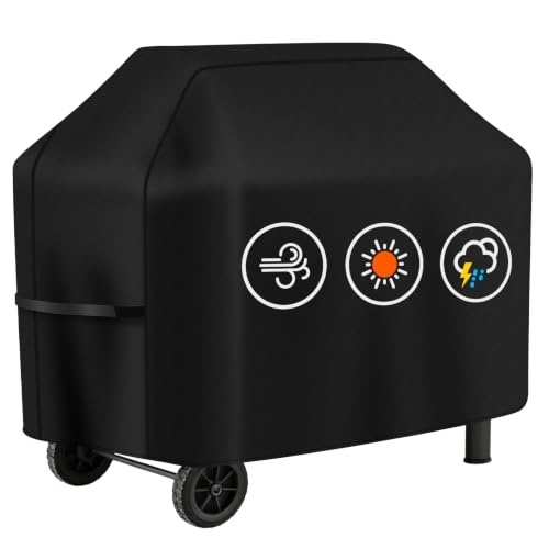 HAZBEN Perfect Grill Cover for Outdoor Grills Waterproof Rip-Proof Weather Resistant for Reliable Protection Griddle Cover Easy to Clean Adjustable Hem Drawstring Fade Resistant (Black 65)