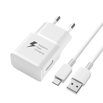 Newding Caricabatterie rapido per Samsung Galaxy A14 A13 A12 A04S A32 A31 A22 A21 A51 A50 A40 M13 S9 S9+ S8 S8+ S10 5g S10e S10+ EP-TA200 USB Adaptive Fast Charging con cavo tipo C (bianco)