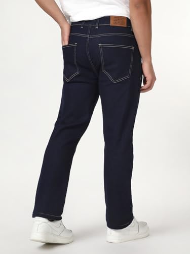 Image of Urbano Fashion Men's Straight Fit Heavy Washed Denim Jeans Stretchable