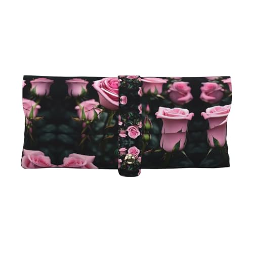 JIUTY Custodia per occhiali da donna con stampa rosa rossa in pelle morbida custodia da viaggio sottile per occhiali da sole, bianco, Taglia unica