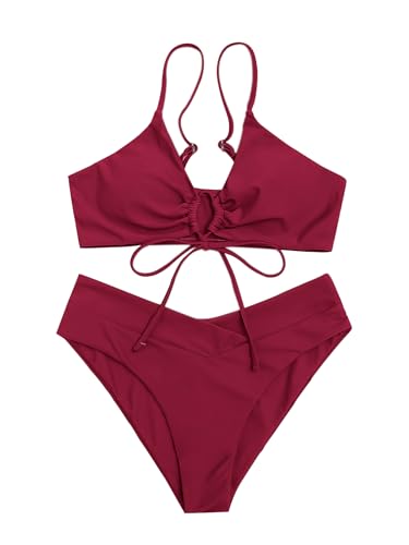 Image of Meetall Women's High Cut String Triangle Bikini Set Swimsuits Sexy Bathing Suits 2 Piece