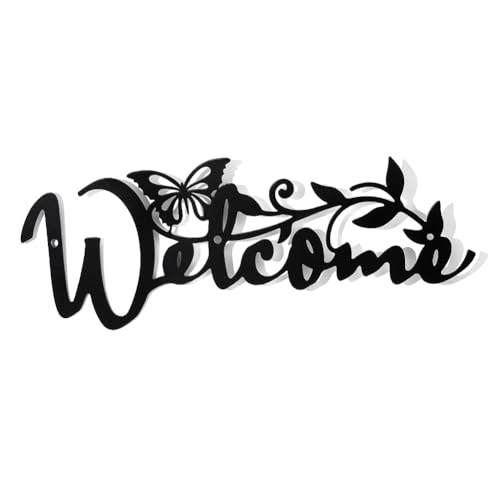 nbeads Schwarzer Welcome Metallschild, Willkommensschild Schmetterling Metall Wanddekoration Wandbehang Outdoor-Schilder Wanddeko Für Veranda Zeichen Dekor Haustür-Schild Garten Hotel, 11.5x30 cm nbeads Schwarzer Welcome Metallschild, Willkommensschild Schmetterling Metall Wanddekoration Wandbehang Outdoor-Schilder Wanddeko Für Veranda Zeichen Dekor Haustür-Schild Garten Hotel, 11.5x30 cm