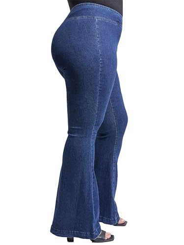 YMI Women's Plus V-Front Pull on Flare Jeans3