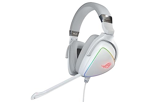Cuffie da gioco ROG Delta RGB con DAC ESS Quad ad alta risoluzione, effetto di illuminazione RGB circolare e porta USB-C per PC, console e giochi mobili, Bianco, Unica