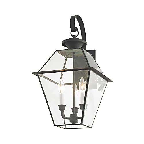 Image of Livex Lighting 2381-61 3-Light Outdoor Wall Lantern, Bronze | Transitional design
