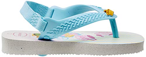 Chinelo, Havaianas, New Baby Disney Princess, Bebê Unissex, Branco/Ice Blue, 17/18