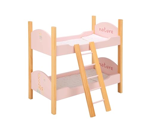 ARIAS - Letto a castello in legno della collezione Nature. Include scala, due cuscini e due copriletti. Dimensioni: 50 x 27,50 x 49,50 cm. Giocattolo Bambini +3 anni (ARI21582)