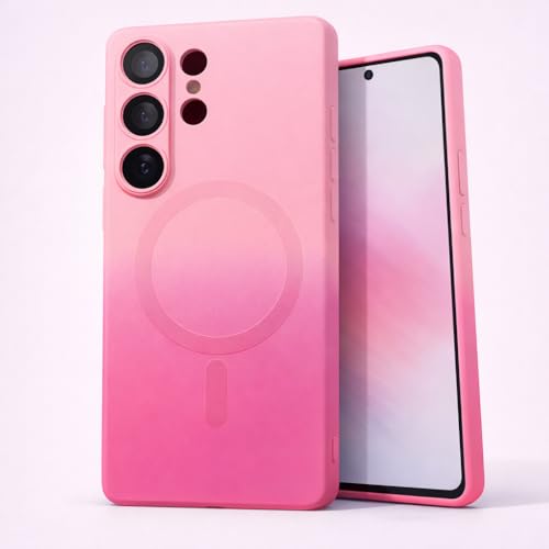 Image of amazon basics Gradient Mag-Safe Case for Samsung Galaxy S23 Ultra 5G | Soft Silicone Shockproof Cover with Camera Protection | Slim Lightweight Design | Smooth Touch & Durable - Light and Dark Pink