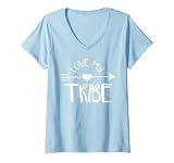 Womens Love My Tribe Mom Bride Team Reunion Matching Gift V-Neck T-Shirt