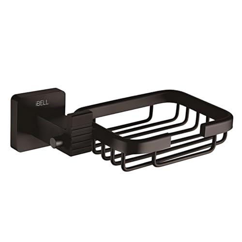Image of IBELL Black Aluminum Set of 6-Pcs /Bathroom Hardware Set (Towel Bar /Soap Holder /Toothbrush Holder with Tumbler /Toilet Paper Holder /Hook /Towel Ring), Matte Black.