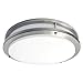 LED Kitchen Ceiling Lights Fixture, Flush Mount, 2 Band, Satin Nickel, 12" Size, 12W Wattage, 3000K Color Tempurature