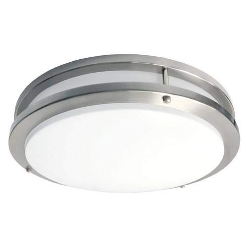 LED Kitchen Ceiling Lights Fixture, Flush Mount, 2 Band, Satin Nickel, 12" Size, 12W Wattage, 4000K Color Tempurature