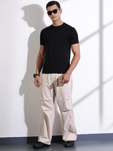 Image of Thomas Scott Men's | Solid | Light Weight | Breathable Fabric | 6 Pockets | Mid Rise | Loose Fit | 100% Cotton | Elasticated | Chino Trouser | Pants
