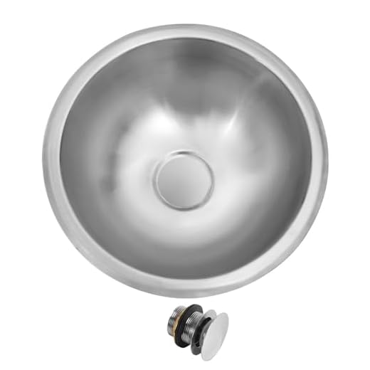 LQS Stainless Steel Round RV Sink, 13" x 13" Small RV Kitchen Sink, 5.31" Depth, RV Kitchen Bar Sink with Sink Drain Assembly