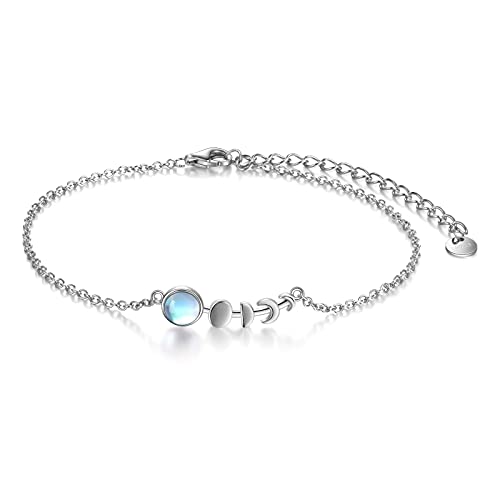 TIGER RIDER 925 Sterling Silver Moonstone Bracelet Moonstone Jewelry for Women Girls Birthday Gifts