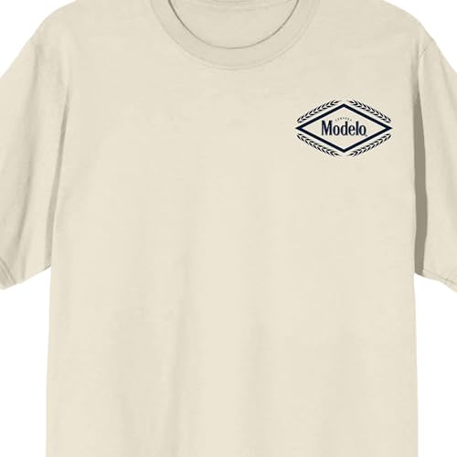 Modelo Diamond Frame & Brush Stroke Logos Crew Neck Short Sleeve Natural Men's T-Shirt3