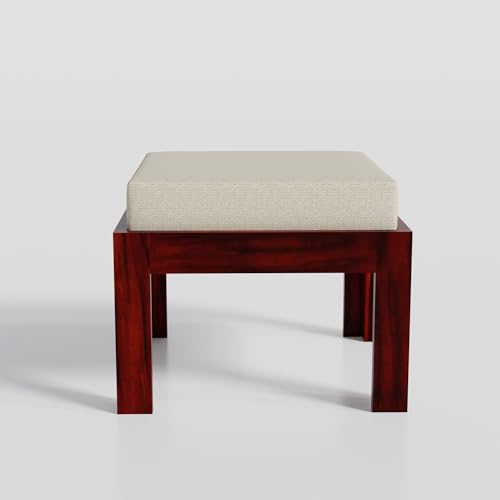 Image of Solid Sheesham Wood Coffee Table with 4 Stool | Square Centre Table with Stool | Center Table with 4 Stools for Living Room | Patio Table with 4 Puffy for Home | Espresso Finish