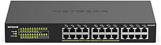 NETGEAR PoE Switch 24 Port Gigabit Ethernet Unmanaged Network Switch (GS324P) - with 16 x PoE+ @ 190W, Desktop or Rackmount