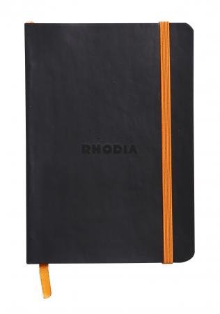 Carnet souple Rhodiarama noir A6 ligné 144 pages pour notes et poche