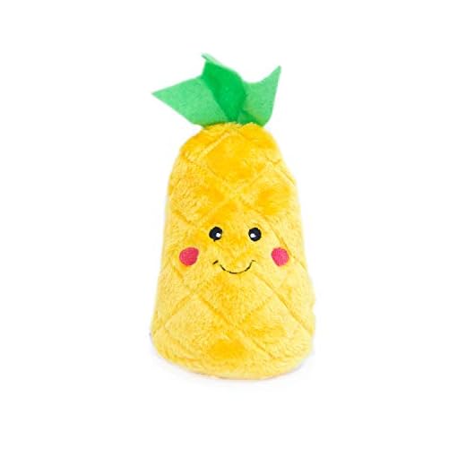 ZippyPaws NomNomz - Dog Squeaky Toys to Keep Them Busy, Funny Food Plush for Small & Medium Dogs, Cute Stuffed Puppy Toy, Pet Products, Gift for Dogs of All Breeds, Soft and Cuddly - Pineapple