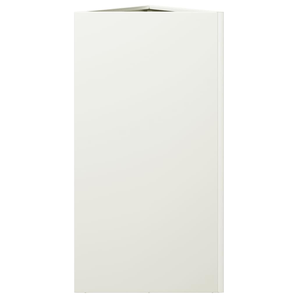 vidaXL Fioriere 2 pz Bianche Triangolari 40x34,5x75 cm in Acciaio, fioriera, fioriera da Patio, Vaso Fiori da Esterni, fioriera da Esterno