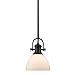 Golden Lighting Hines Mini Pendant Matte Black with Opal Glass