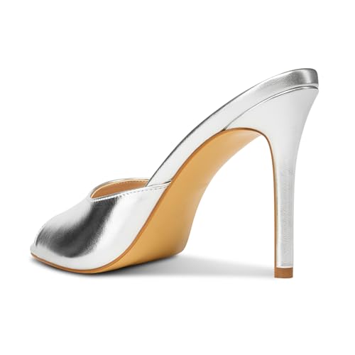Image of TNYNFBEB Women Stiletto High Heel Peep Open Toe Sandals Slingback Slip-on Wedding Office Cute Basic Classic 3.9 Inches Heels