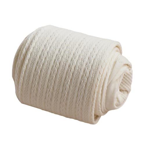 Kelisdi Collants d'hiver chauds en tricot torsadé taille haute en coton doux respirant thermique plusieurs options de couleur pour l'automne collant en coton épais, Lait blanc, No velvet added