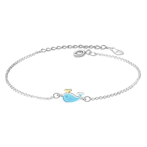 Bracelet dauphin bleu pour femme en cordon ajustable bijou d'amitié