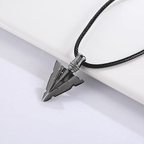 Sterling Silver Urn Necklace for Men: Arrowhead Memorial Pendant Cremation Ash Jewelry Bereavement Keepsakes Gift for Loss of a Loved One (black)