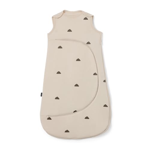 Snuz Baby Sleeping Bag with Nappy Zip - For Easy Nappy Changes Super Soft Cotton Sleeping Bags with Easy Fit Poppers Meets British Safety Standard Sand Cloud 1 Tog 0-6M