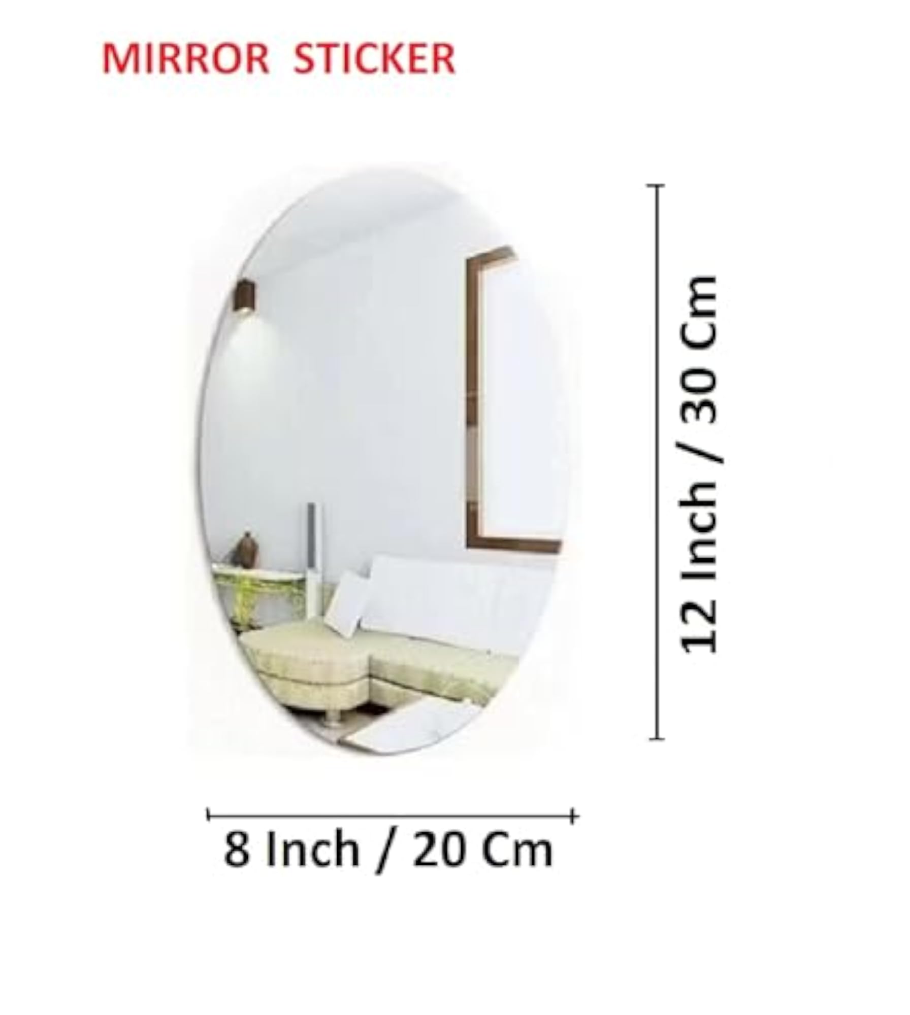 Oval Adhesive Mirror Sticker Frameless Wall Mirror