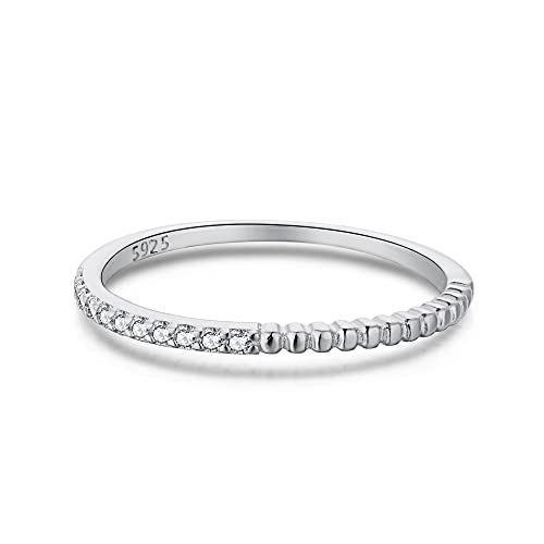 MISS JO 92.5 Sterling Silver Micro Set Half Eternity Ring, Wedding Band for Women, Elegant Whites Collection, Gift for Girls, BIS Hallmarked, Size 7 - Rhodium Finish (B0C6MK7158) Amazon Price History, Amazon Price Tracker