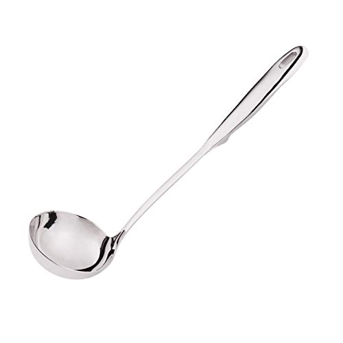 KND Long Soup Ladle 304 Stainless Steel Durable Rust Proof Soup Ladle Spoon with Ergonomic Vacuum Insulated Handle Serving Ladle for Cheese Soup Gravy Salad Dressing