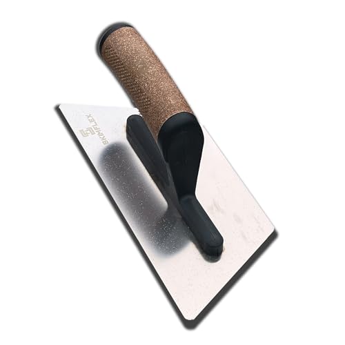 Skimflex Paleta veneciana de yeso 240 mm - Hoja trapezoidal rígida de acero inoxidable con mango de corcho - Herramienta de acabado de microcemento para enlucido decorativo