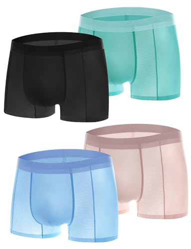 Calzoncillos tipo bóxer de seda de hielo para hombre ropa interior de malla elástica