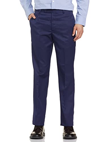 Image of Park Avenue Men's Polyviscose Blend Twill Pattern Smart Fit Flat Front Formal Trouser