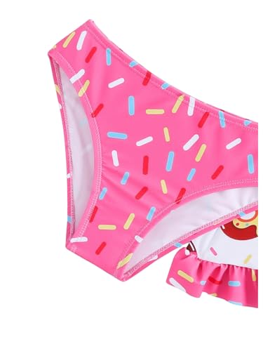 Girl's Swimsuit 3 Piece Cute Bathing Suits Donuts Print Bow Front Bikini Tankini Set with Cover Ups Beach Skirt4