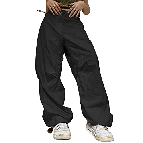 Puimentiua Cargohose Damen Baggy Hose Y2K Track Pants Streetwear Elastische...