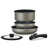 【Amazon.co.jp限定】 アイリスオーヤマ フライパン 鍋 セット IH&ガス火対応 5点 1人暮らしセット ダイヤモンドコート ダイヤモンドコートパン シルバー 取っ手のとれる 軽量 こびりつかずにお手入れ簡単 ATF-SEI5